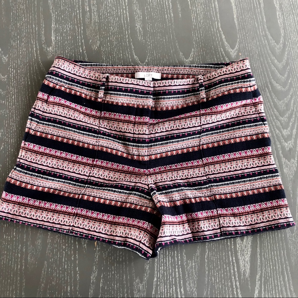 LOFT Striped Pattern Woven Look Shorts 12